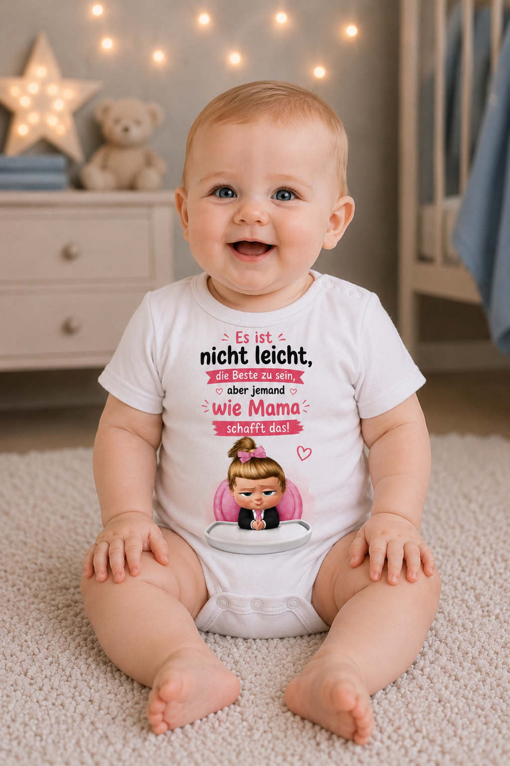 Babybody „Es ist nicht leicht, wie Mama zu sein” – Süßer Baby Strampler aus 100% Baumwolle