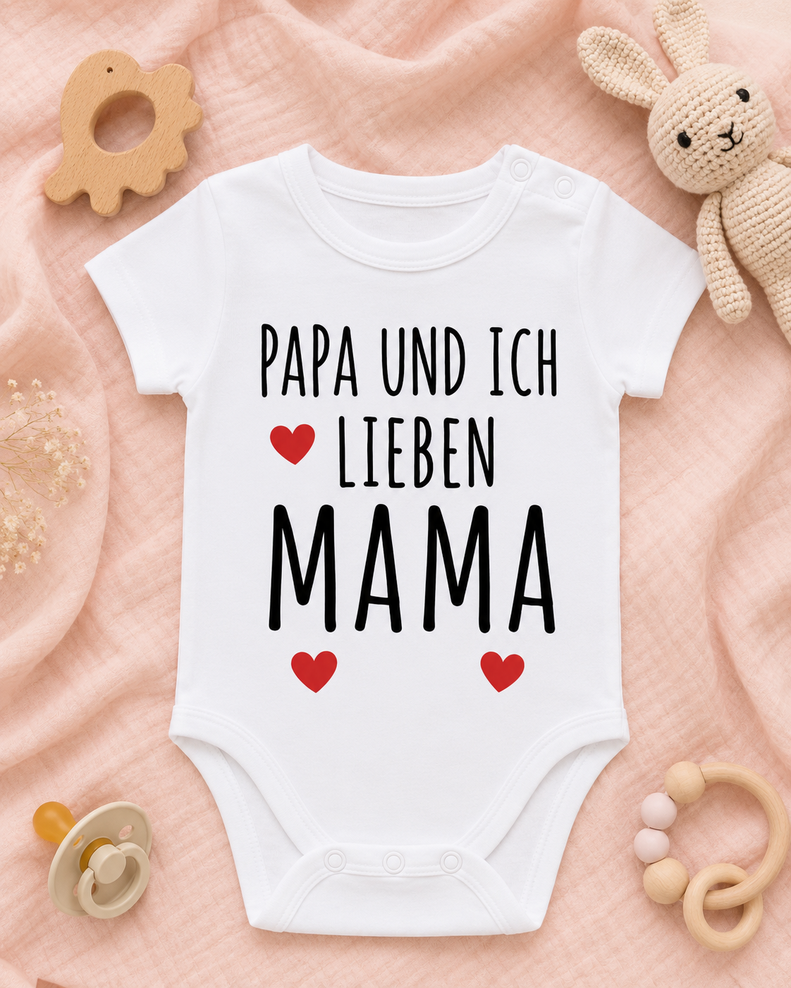 Babybody „Papa und ich lieben Mama” – Süßer Strampler aus 100 % Baumwolle