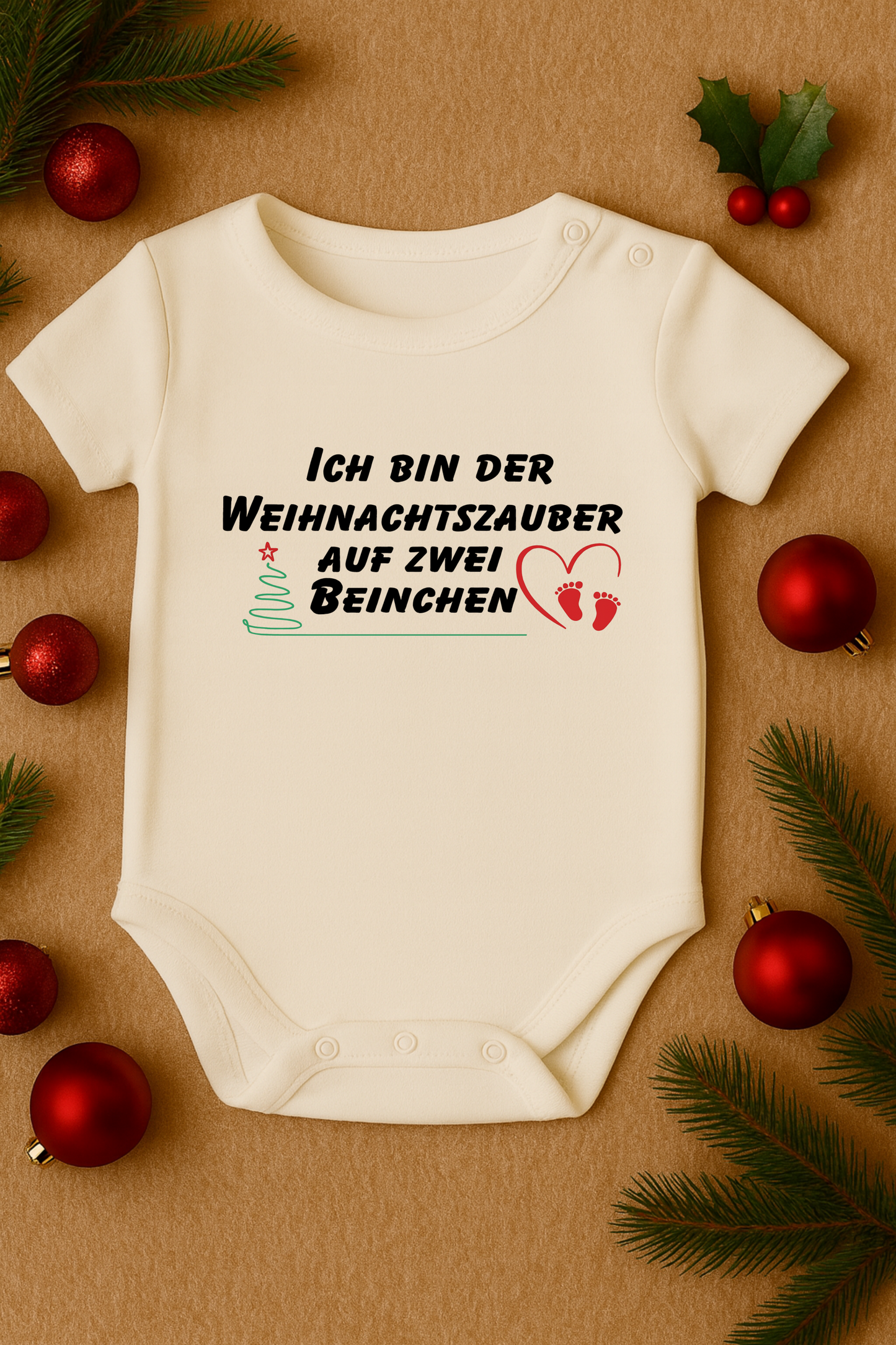 Babybody „ ICH BIN DER WEIHNACHTSZAUBER AUF ZWEI BEINCHEN” – Süßer Strampler aus 100% Baumwolle
