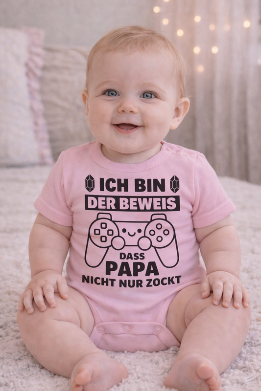 Babybody „Ich bin der Beweis, dass Papa nicht nur zockt“ – Lustiger Strampler aus 100% Baumwolle