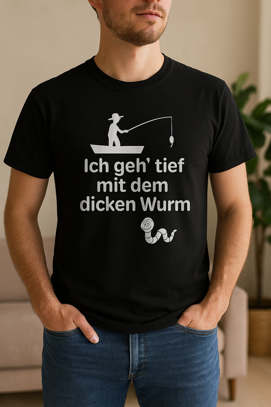 T-Shirt „Auf den Grund mit dickem Wurm“, 100% Baumwolle