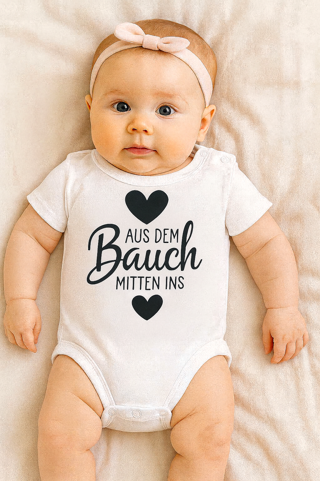 Babybody „Aus dem Bauch mitten ins” – Süßer Strampler aus 100% Baumwolle