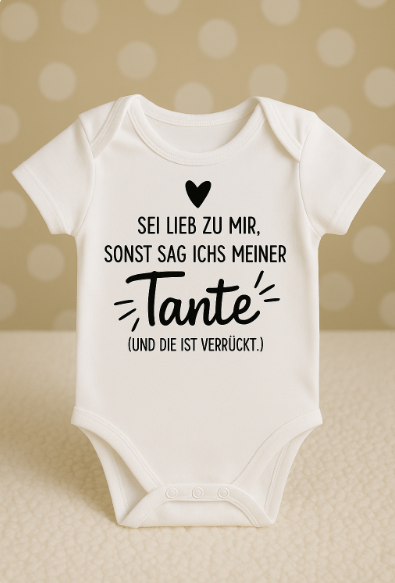 Babybody „Sei lieb zu mir, sonst sag ich's meiner Tante“ – Lustiger Strampler aus 100% Baumwolle