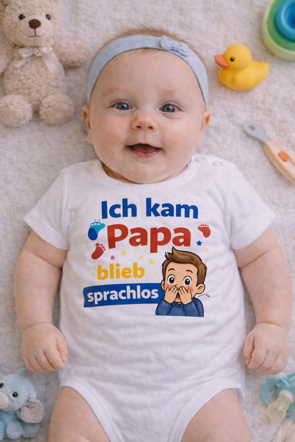 Babybody mit Spruch „Ich kam, Papa blieb sprachlos” | Lustiges Geschenk zur Geburt
