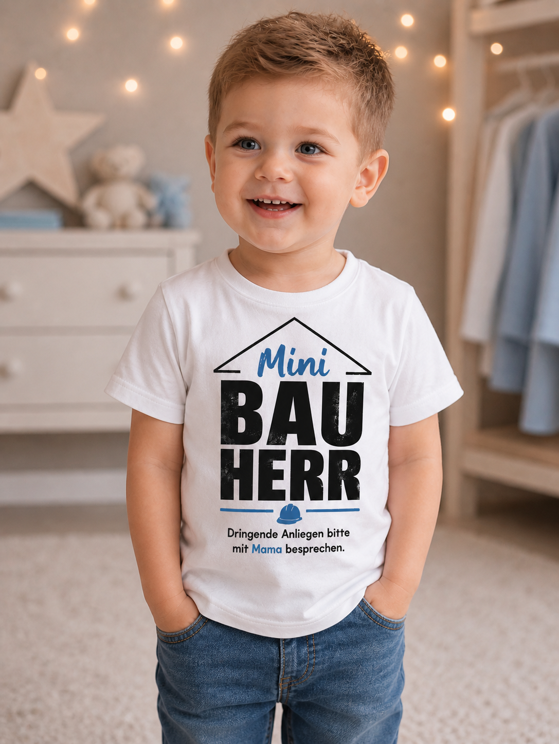 Kinder T-Shirt „Mini Bauherr” – Lustiges Kinder Shirt aus 100% Baumwolle