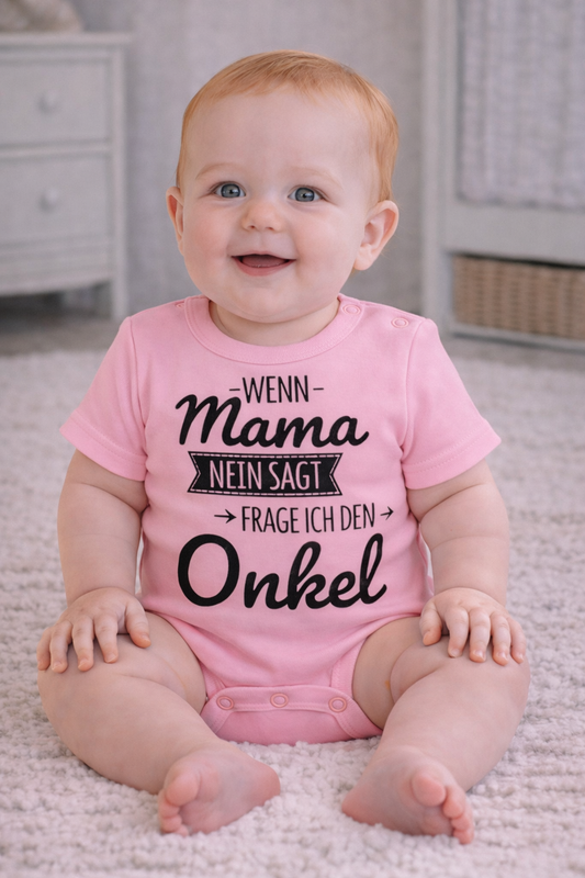 Babybody „Wenn Mama nein sagt, frage ich den Onkel“ – Lustiger Strampler aus 100% Baumwolle