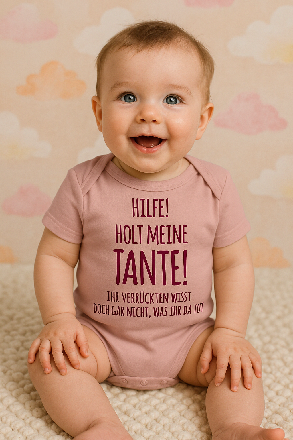 Babybody „Hilfe! Holt meine Tante!“ – Lustiger Strampler aus 100 % Baumwolle