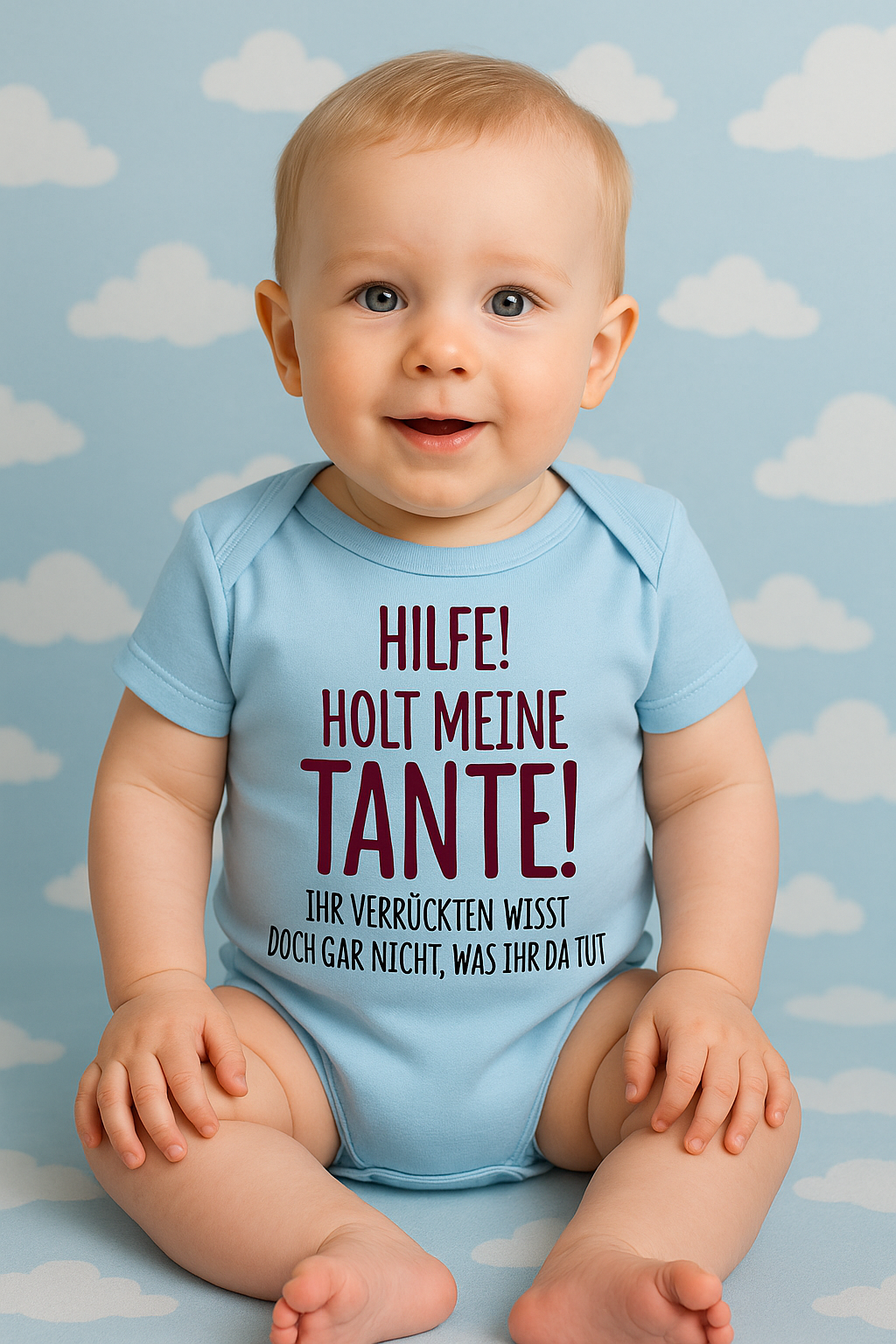 Babybody „Hilfe! Holt meine Tante!“ – Lustiger Strampler aus 100 % Baumwolle