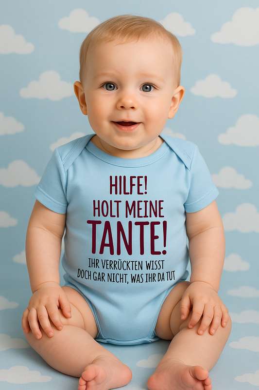 Babybody „Hilfe! Holt meine Tante!“ – Lustiger Strampler aus 100 % Baumwolle