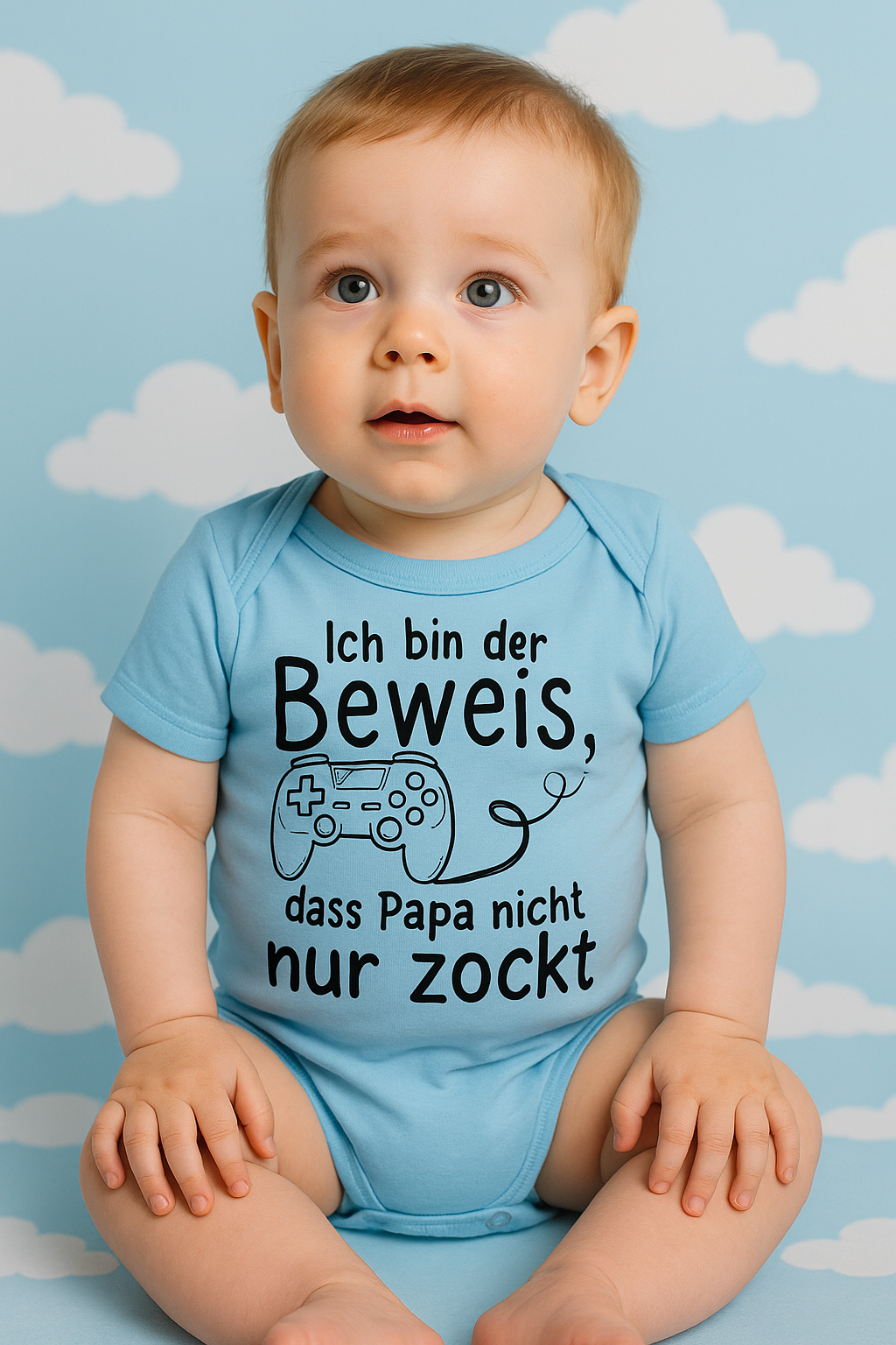 Babybody „Ich bin der Beweis, dass Papa nicht nur zockt“ – Lustiger Strampler aus 100% Baumwolle