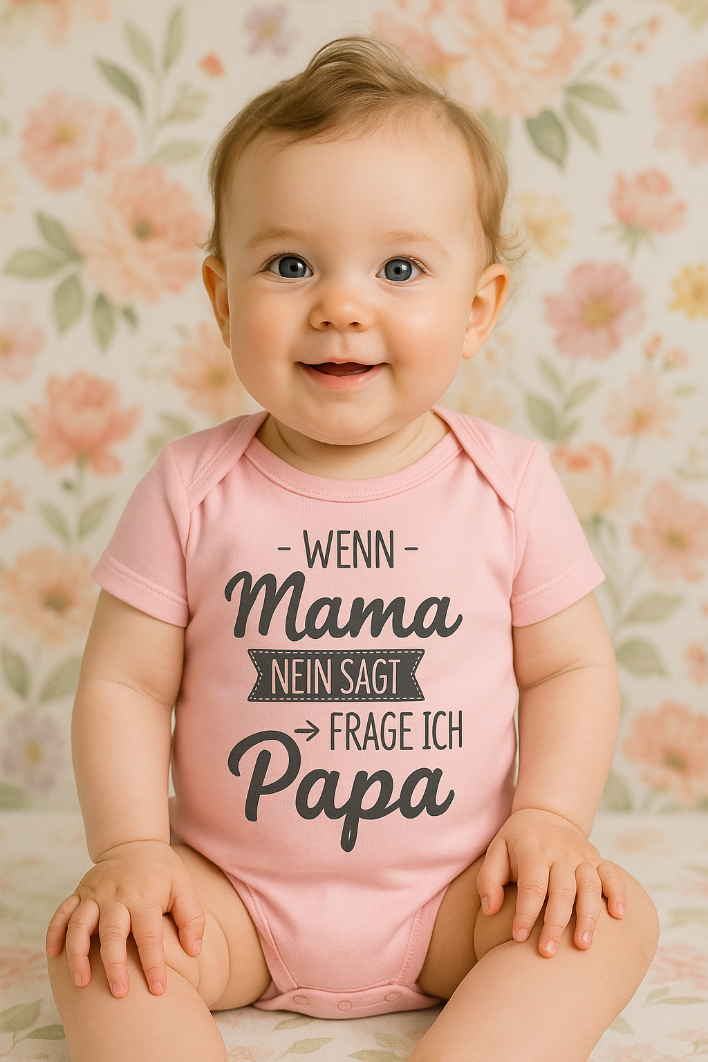 Babybody „Wenn Mama nein sagt, frage ich Papa“ – Lustiger Strampler aus 100% Baumwolle