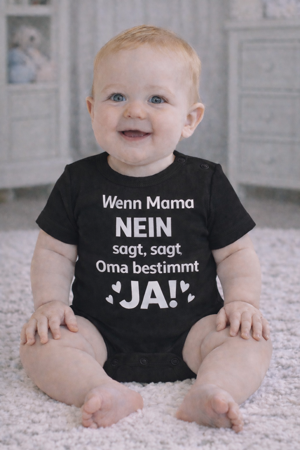 Babybody „ Wenn Mama NEIN sagt, sagt Oma bestimmt JA!:” – Süßer Strampler aus 100% Baumwolle
