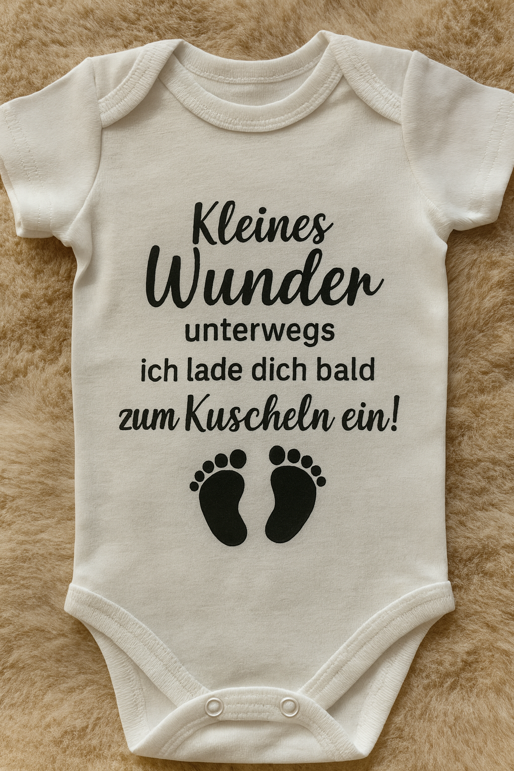Babybody  “ Kleines Wunder unterwegs ich lade dich bald zum Kuscheln ein!“ – Lustiger Babybody aus 100 % Baumwolle