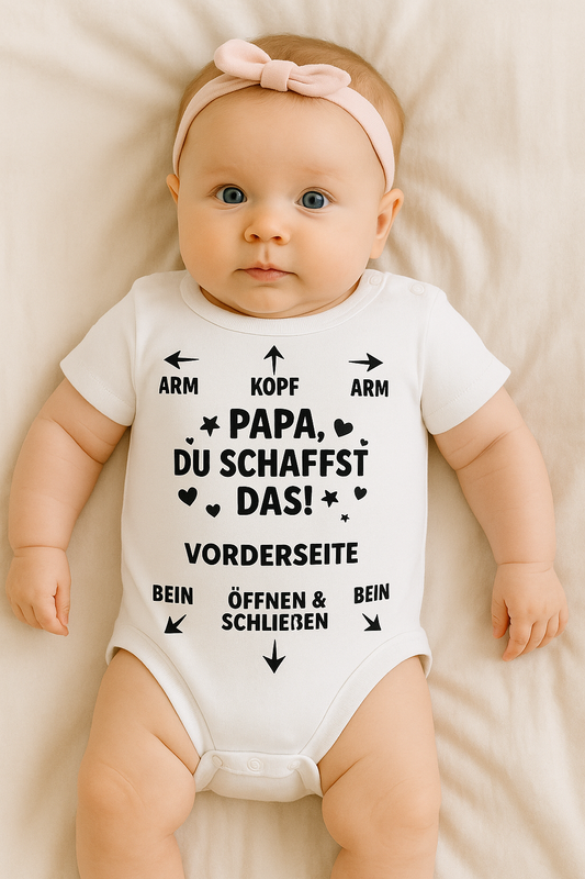 Babybody „PAPA, DU SCHAFFST DAS!“ | Süßer Strampler | Geschenk zur Geburt & Babyshower | 100% Baumwolle | Personalisiert