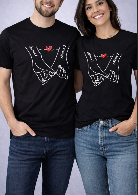 Personalisierte Partner T-Shirts mit Namen Geschenk für Paare