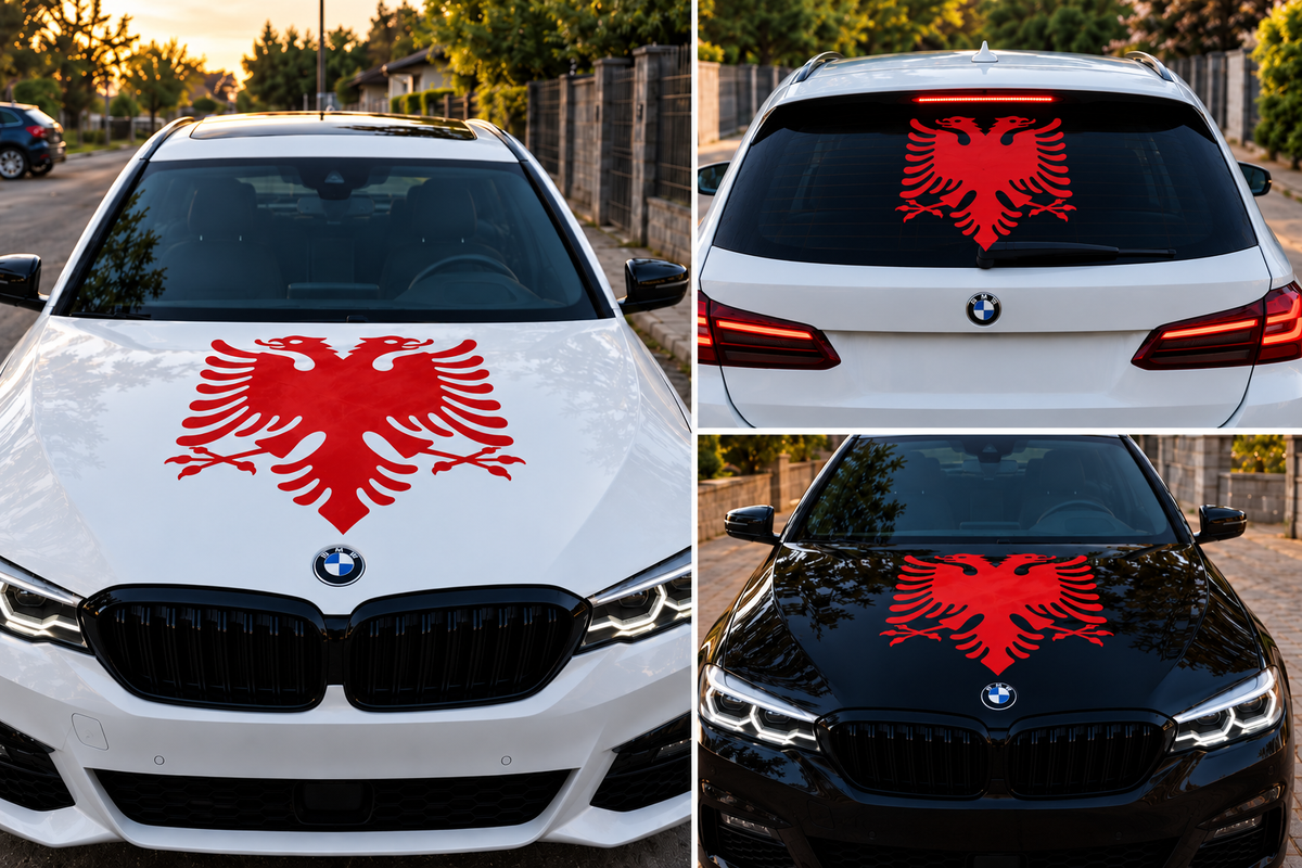 Albanien Autoaufkleber – Roter Doppeladler | Motorhaube & Heckscheibe