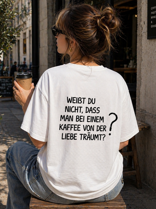 Damen T-Shirt aus 100% Baumwolle mit Rückendruck – bequemes Oversize Casual Shirt