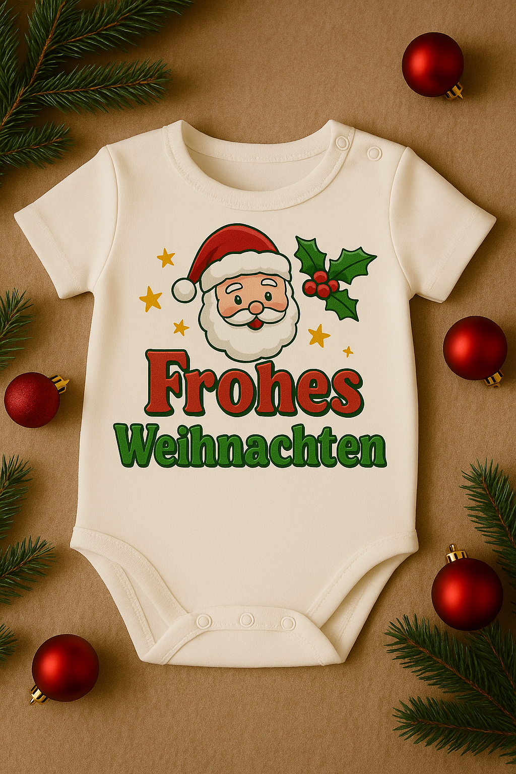 Babybody „ Frohes Weihnachten ” – Süßer Strampler aus 100% Baumwolle