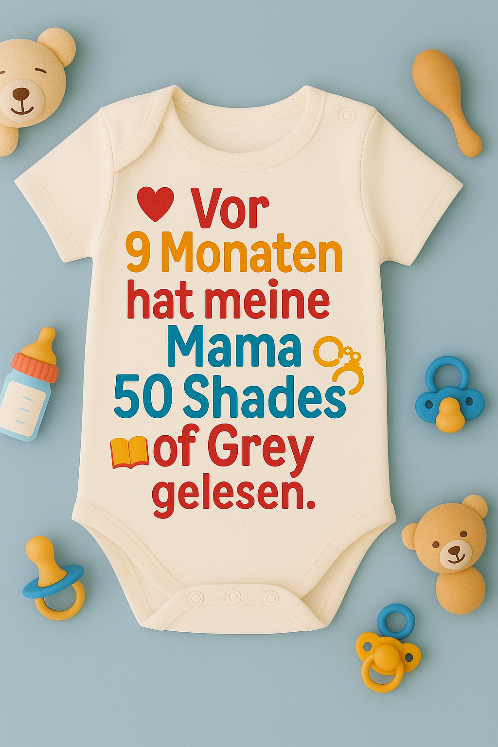 Babybody „Vor 9 Monaten hat meine Mama 50 Shades of Grey gelesen.” – Süßer Strampler aus 100% Baumwolle