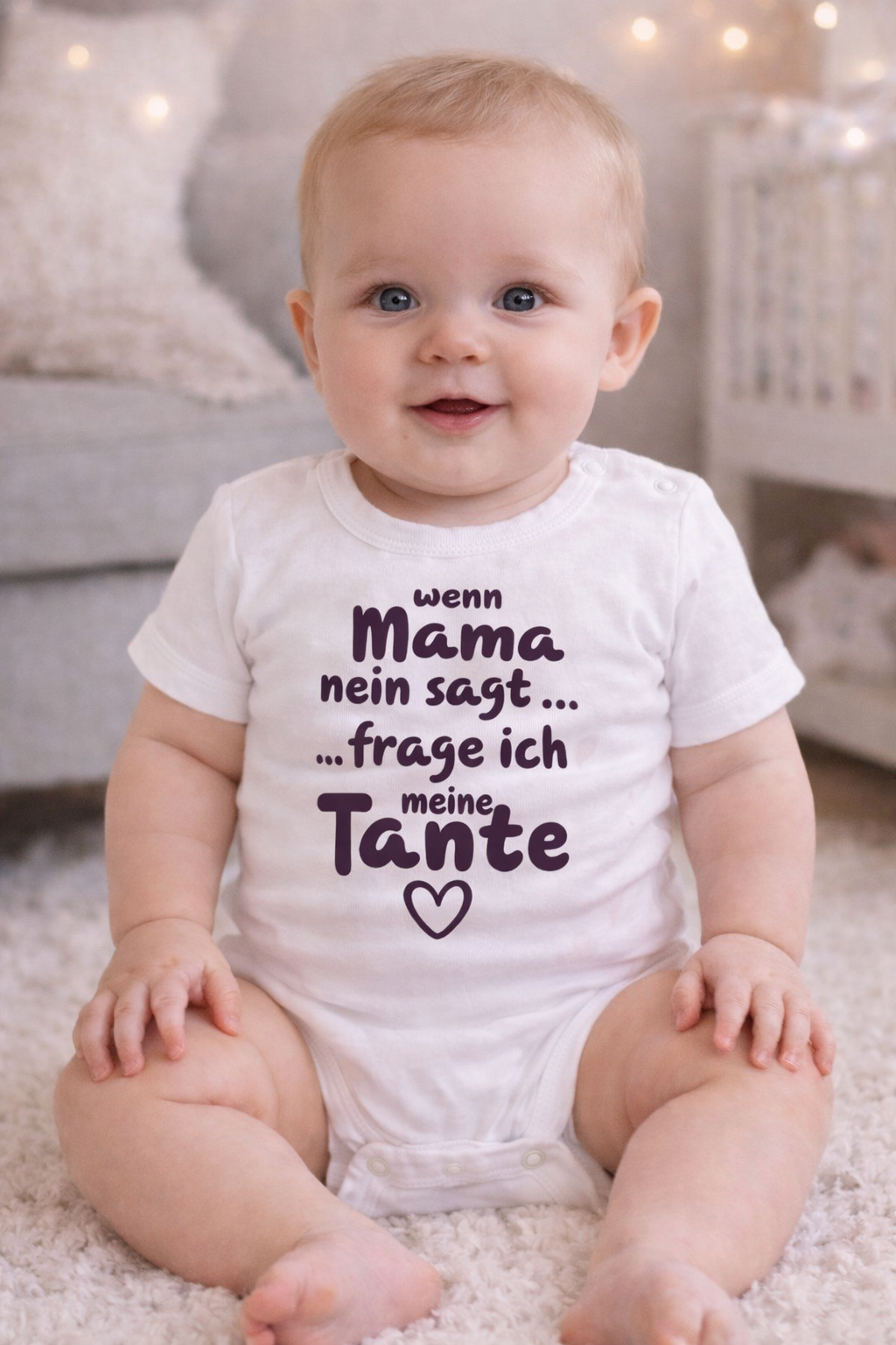 „Wenn Mama Nein sagt … frage ich meine Tante“ – Lustiger Babybody aus 100 % Baumwolle, ideales Geschenk für Tanten