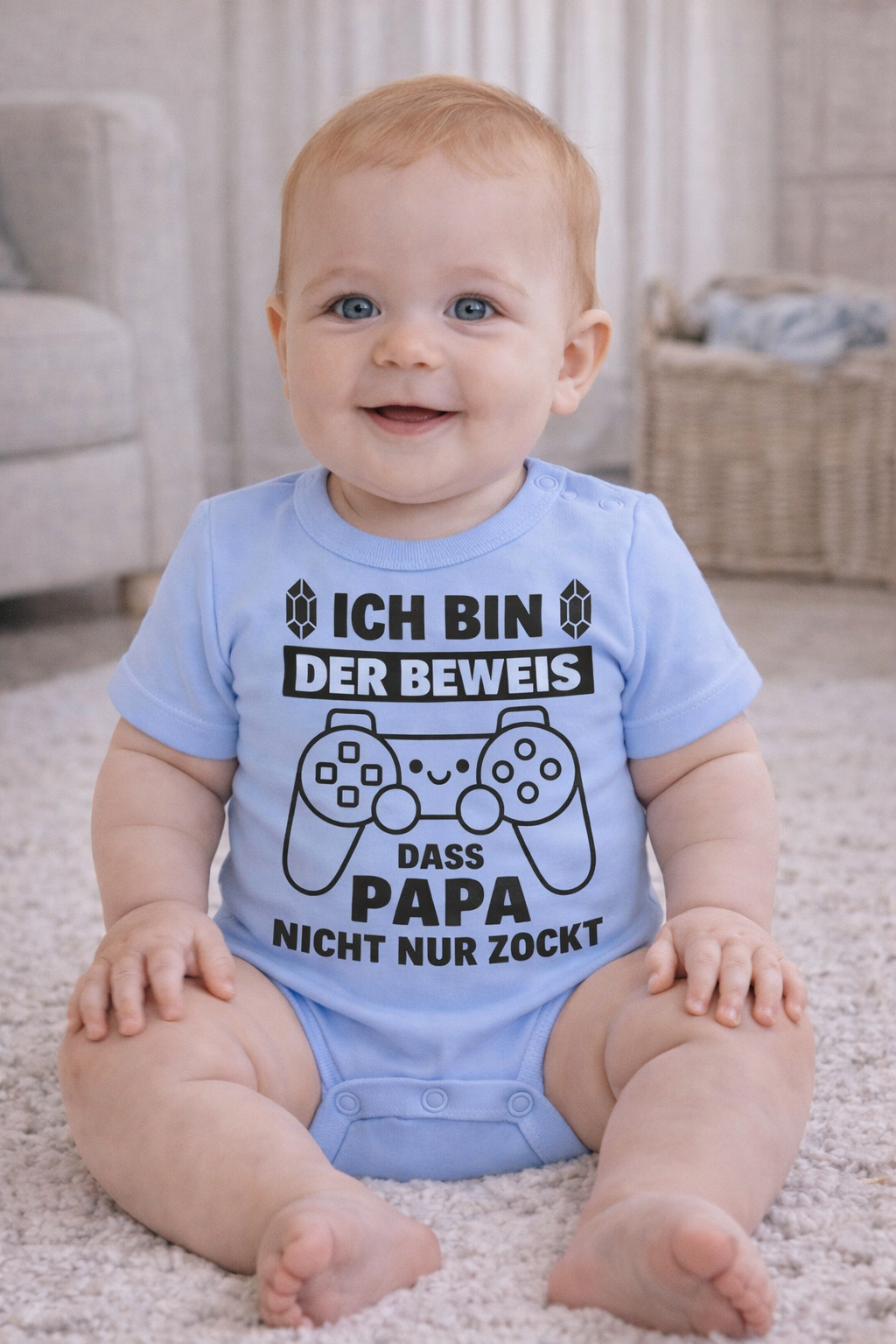 Babybody „Ich bin der Beweis, dass Papa nicht nur zockt“ – Lustiger Strampler aus 100% Baumwolle