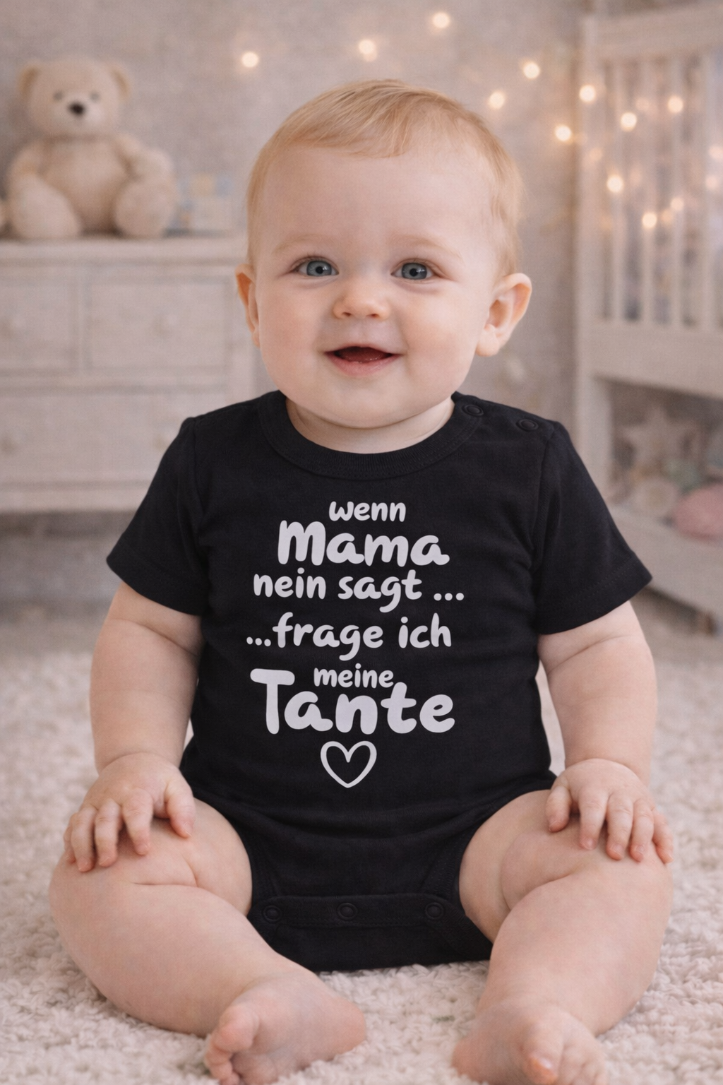 „Wenn Mama Nein sagt … frage ich meine Tante“ – Lustiger Babybody aus 100 % Baumwolle, ideales Geschenk für Tanten