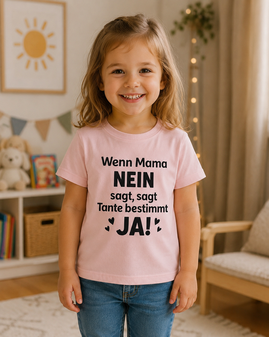Kinder-T-Shirt „Wenn Mama NEIN sagt, sagt Tante bestimmt JA!” – Süßes Shirt aus 100 % Baumwolle