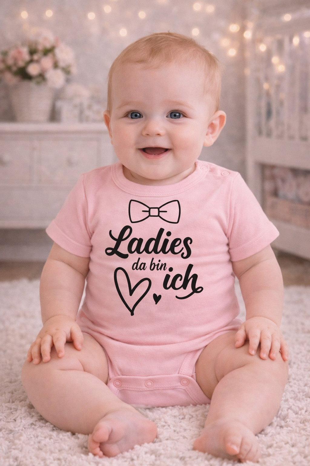 Babybody „Ladies, da bin ich“ – Lustiger Strampler für Jungs aus 100% Baumwolle