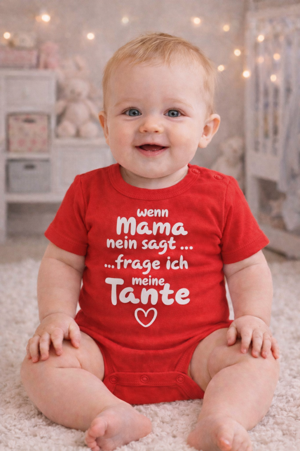 „Wenn Mama Nein sagt … frage ich meine Tante“ – Lustiger Babybody aus 100 % Baumwolle, ideales Geschenk für Tanten