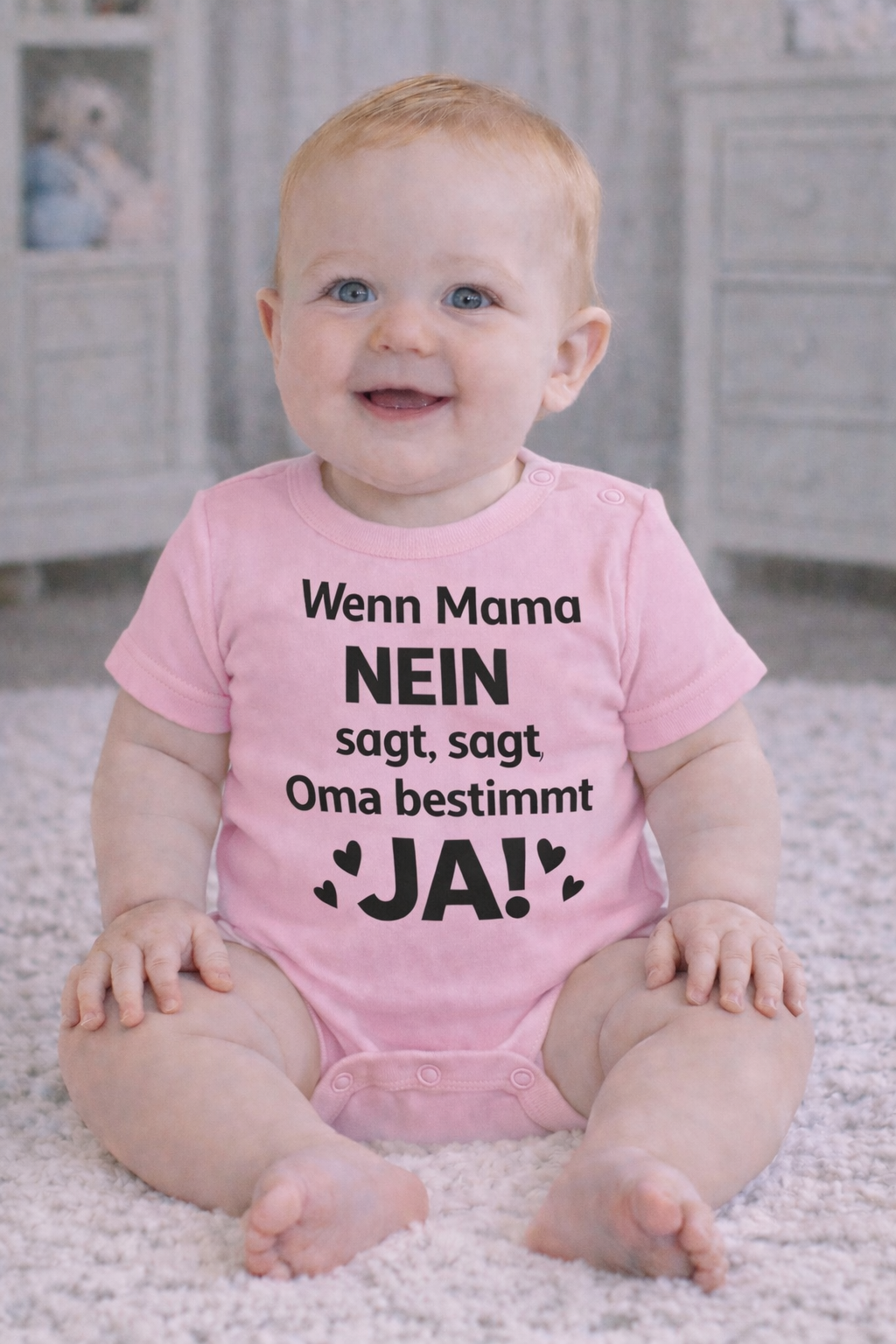 Babybody „ Wenn Mama NEIN sagt, sagt Oma bestimmt JA!:” – Süßer Strampler aus 100% Baumwolle