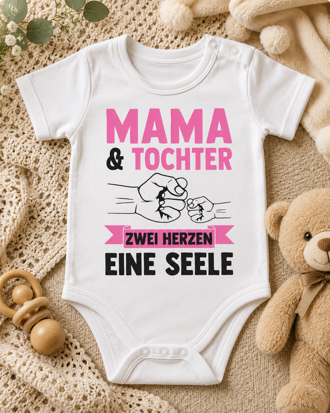 Babybody „Mama & Tochter. Zwei Herzen, eine Seele” – Süßer Strampler aus 100 % Baumwolle