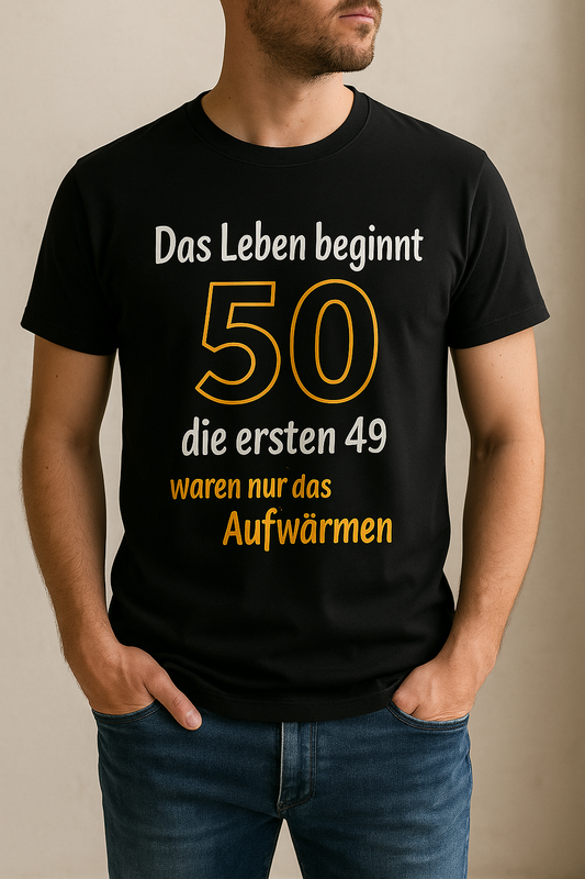 T-Shirt „Das Leben beginnt“, 100% Baumwolle