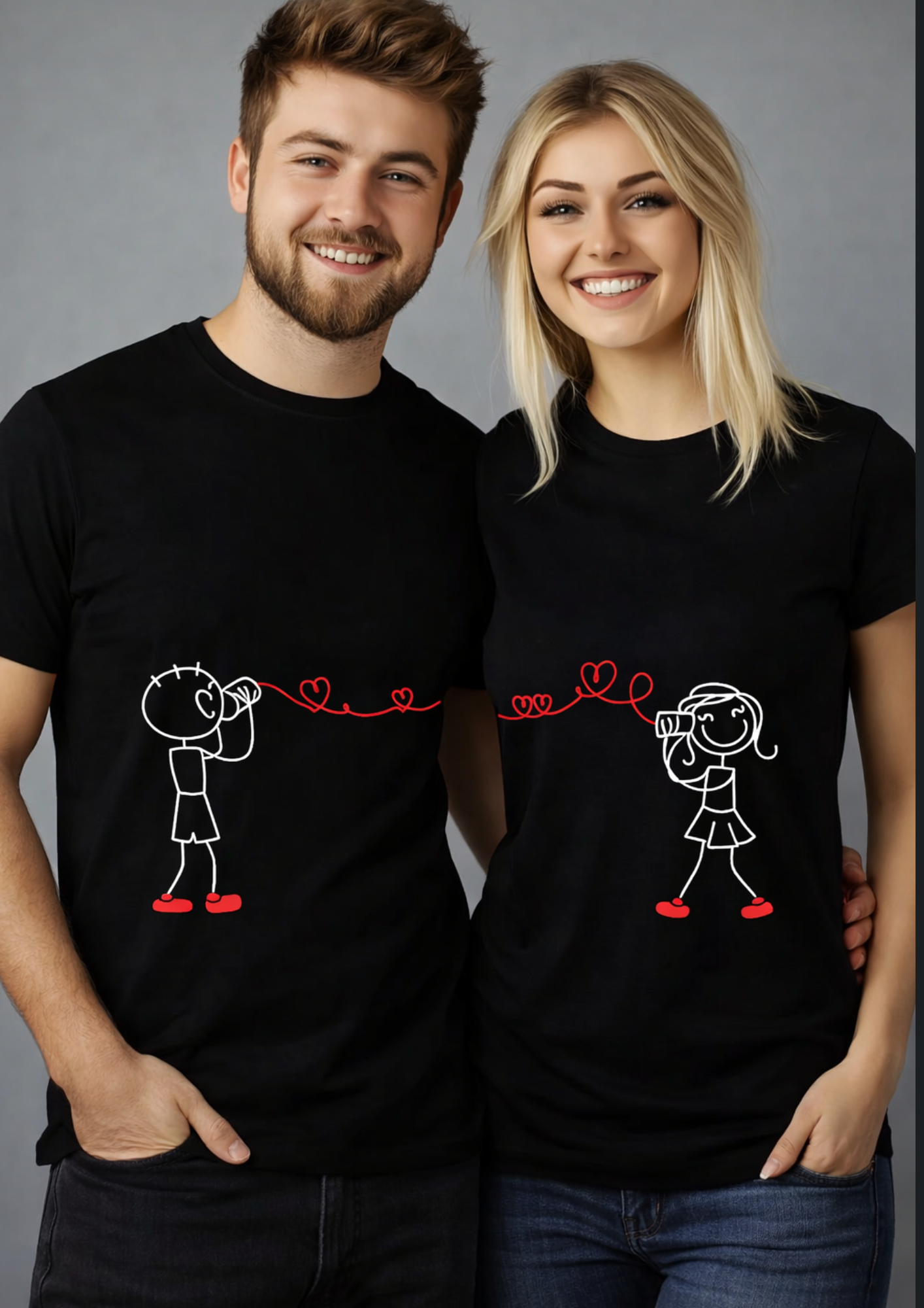 Partner T-Shirts „Verbunden durch Liebe“ ❤️