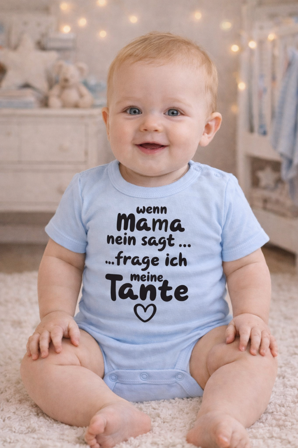 „Wenn Mama Nein sagt … frage ich meine Tante“ – Lustiger Babybody aus 100 % Baumwolle, ideales Geschenk für Tanten