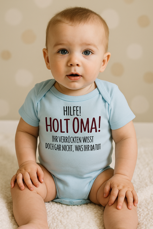 Babybody „Hilfe! Holt Oma!“ – Lustiger Strampler aus 100 % Baumwolle