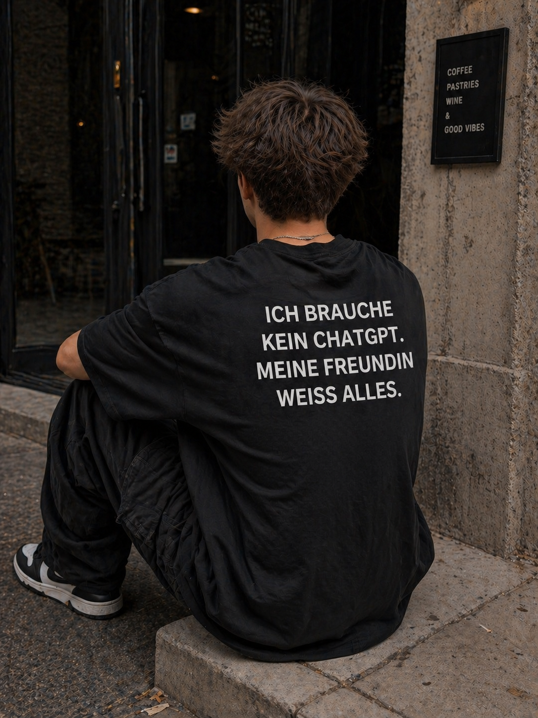 Herren T-Shirt 100% Baumwolle mit Rückendruck – Oversize Casual Streetwear Shirt