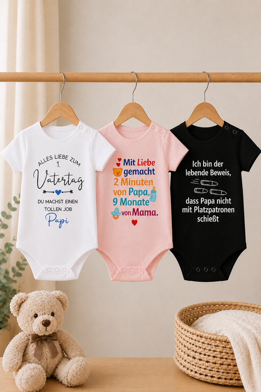 Lustiges Babybody Set aus 100 % Baumwolle – Originelles Geschenk für Eltern & Neugeborene