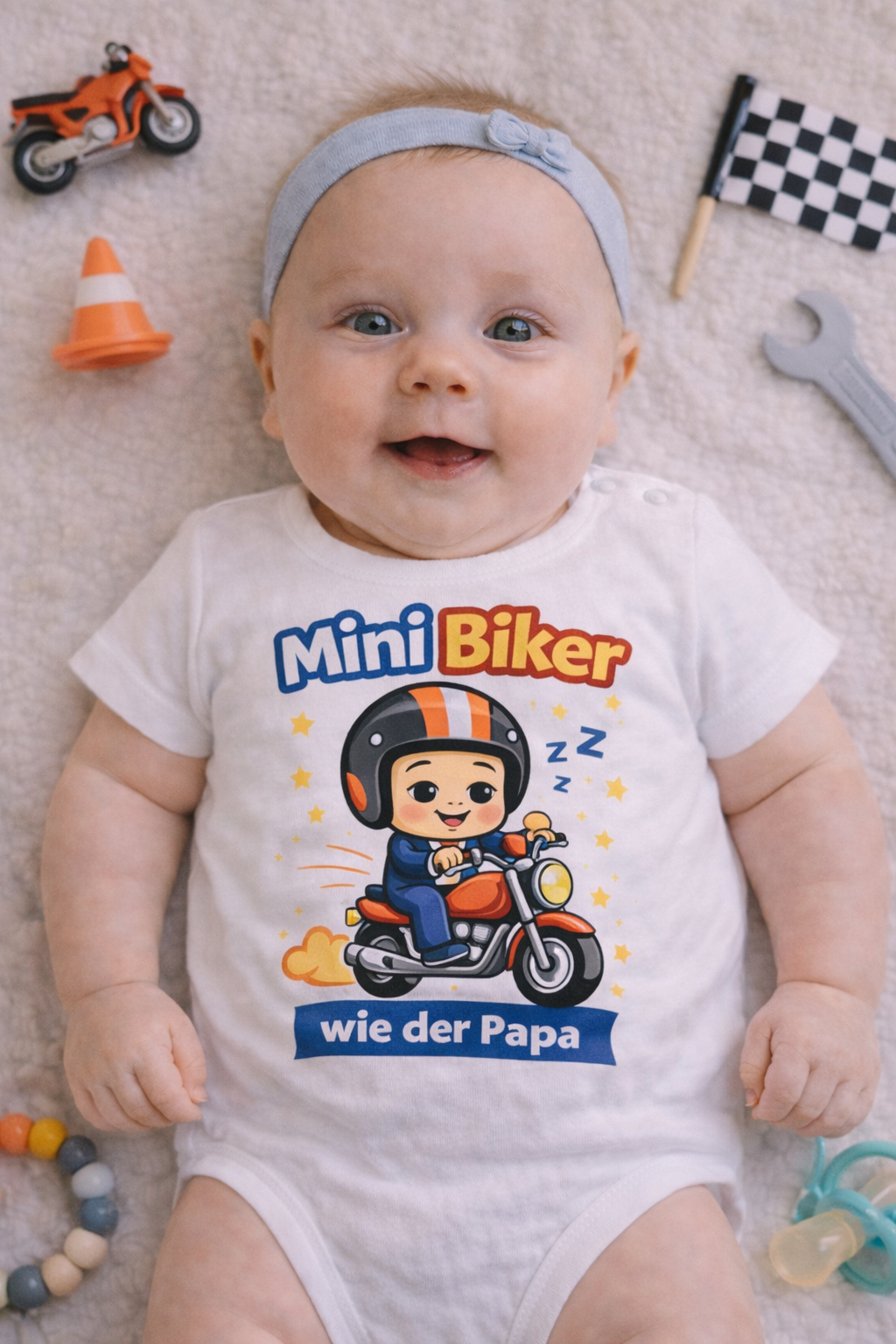 Babybody „Mini Biker wie der Papa” | Lustiger Motorrad Babybody für Biker-Familien