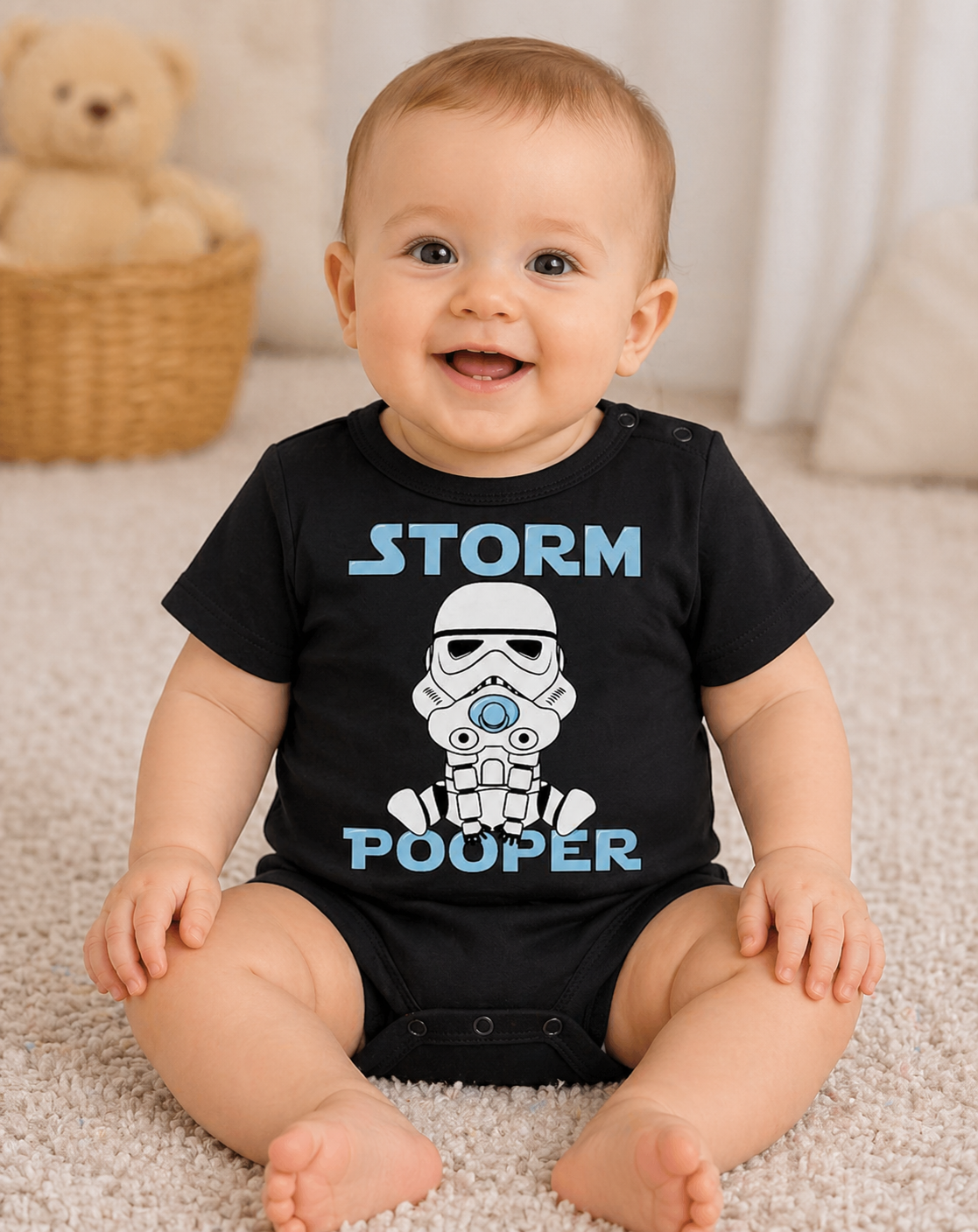 Babybody „Storm Pooper ⚡💩” – Lustiger Strampler aus 100% Baumwolle