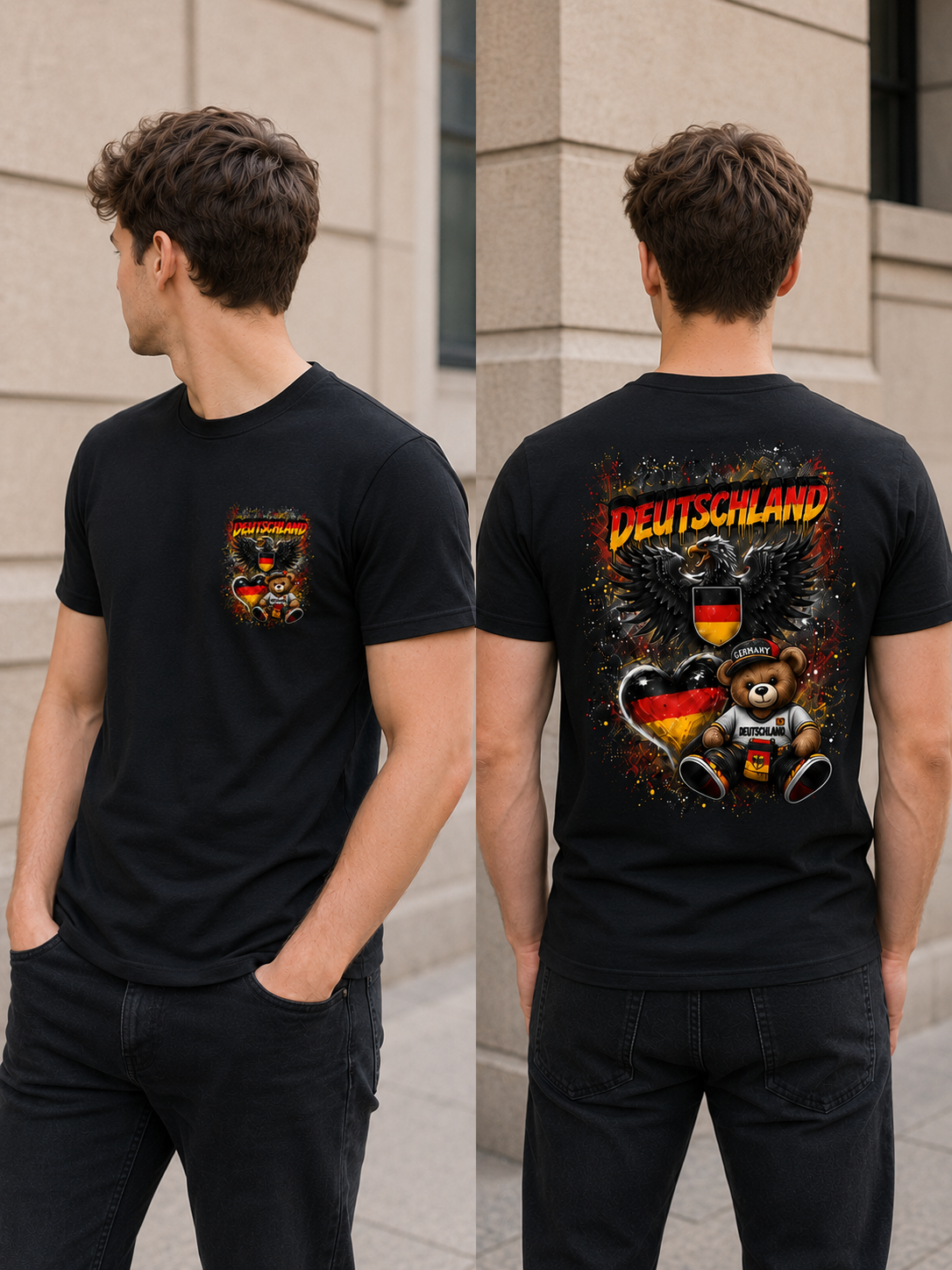Herren-T-Shirt „Deutschland” mit Brust- und Rückenprint – Stylisches Shirt aus 100 % Baumwolle