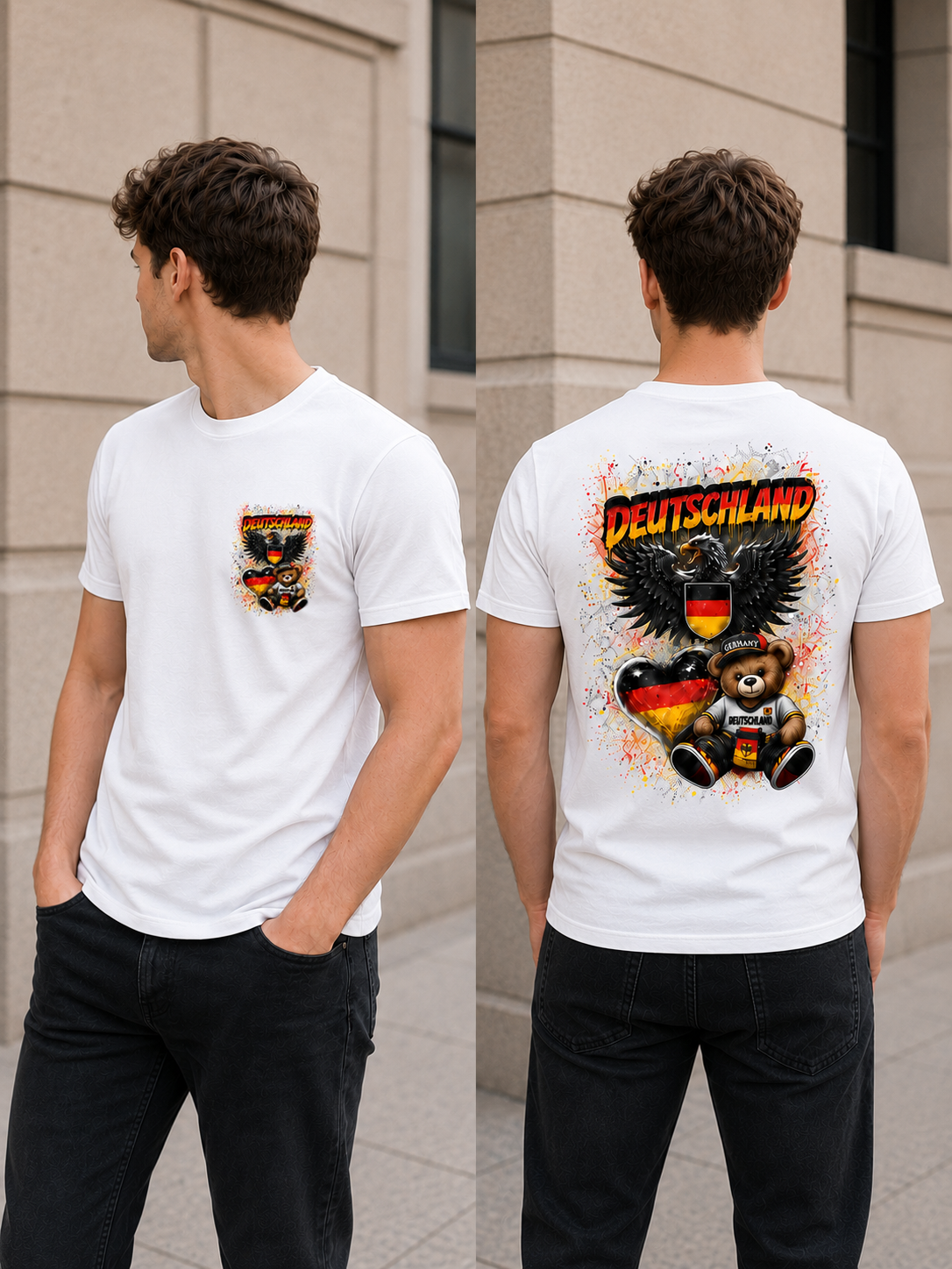 Herren-T-Shirt „Deutschland” mit Brust- und Rückenprint – Stylisches Shirt aus 100 % Baumwolle