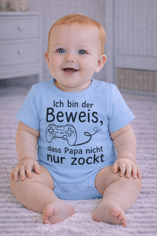 Babybody „Ich bin der Beweis, dass Papa nicht nur zockt“ – Lustiger Strampler aus 100% Baumwolle