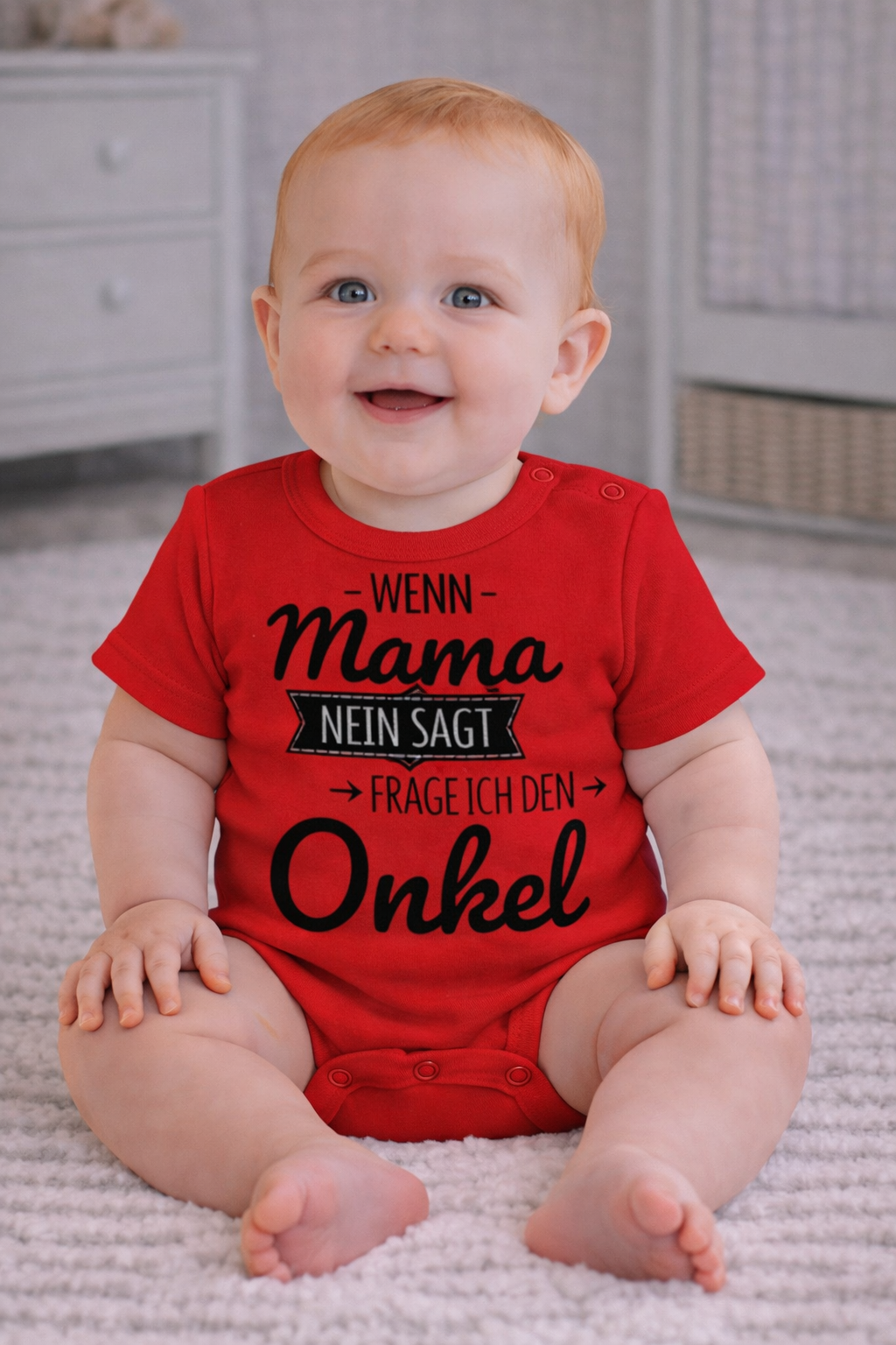 Babybody „Wenn Mama nein sagt, frage ich den Onkel“ – Lustiger Strampler aus 100% Baumwolle