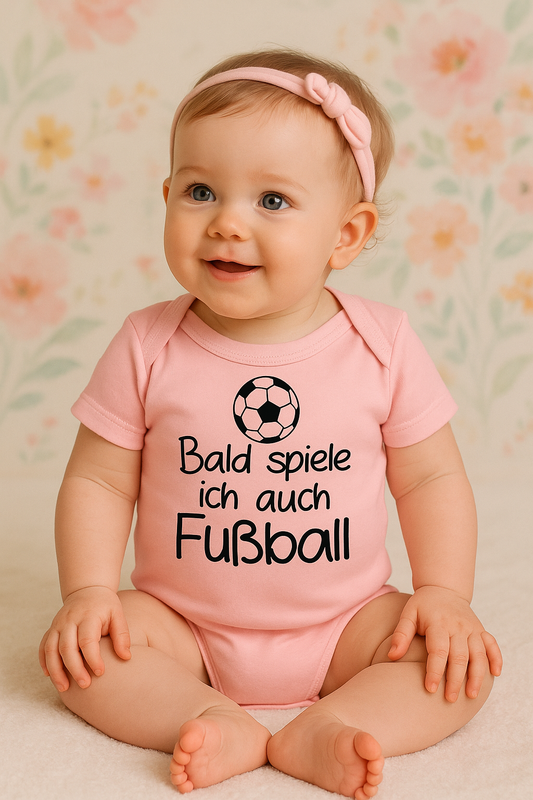 Babybody „Bald spiele ich auch Fußball“ – Lustiger Strampler für kleine Fußballfans aus 100% Baumwolle