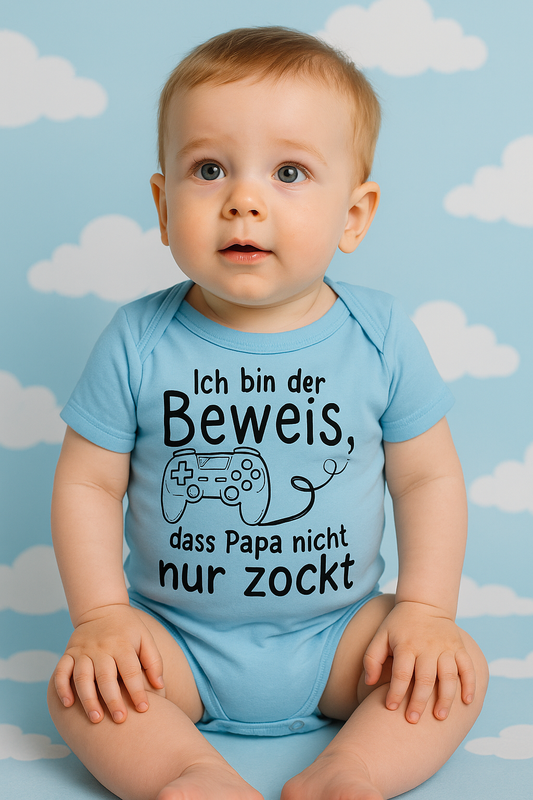Babybody „Ich bin der Beweis, dass Papa nicht nur zockt“ – Lustiger Strampler aus 100% Baumwolle