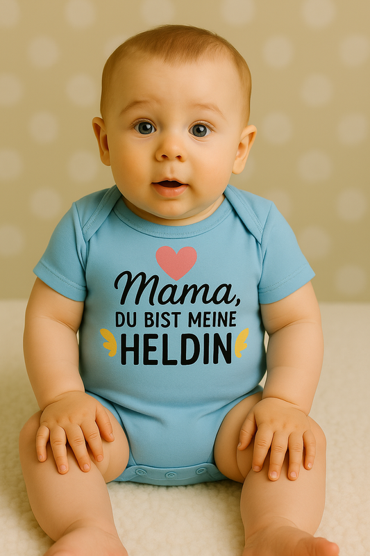 Babybody „Mama, du bist meine Heldin“ – Süßer Strampler aus 100% Baumwolle