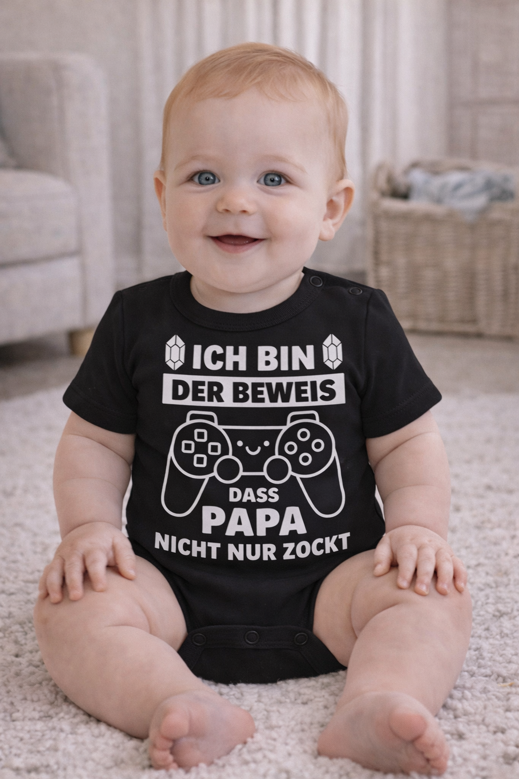 Babybody „Ich bin der Beweis, dass Papa nicht nur zockt“ – Lustiger Strampler aus 100% Baumwolle