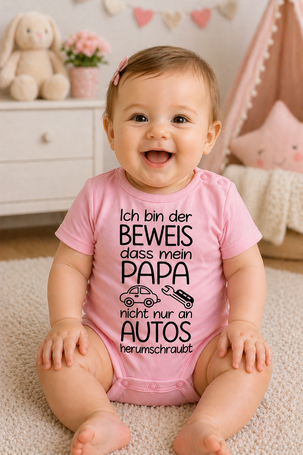 Babybody  “Ich bin der BEWEIS dass mein PAPA nicht nur an autos herumschraubt“ – Lustiger Babybody aus 100 % Baumwolle