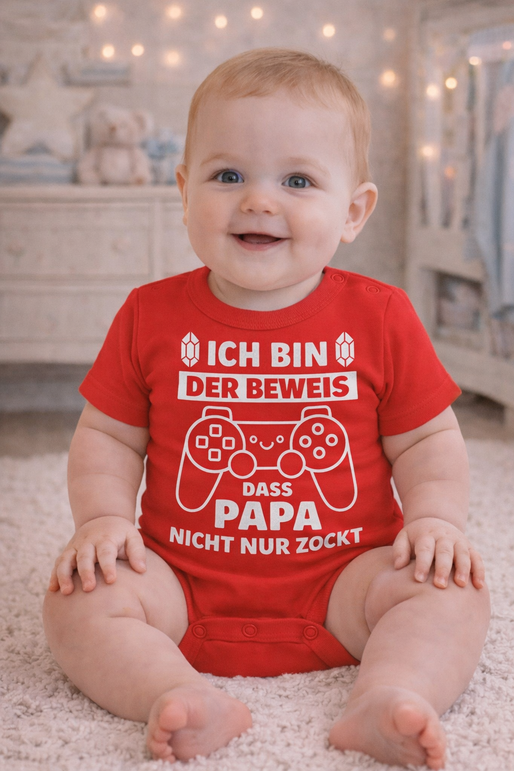 Babybody „Ich bin der Beweis, dass Papa nicht nur zockt“ – Lustiger Strampler aus 100% Baumwolle