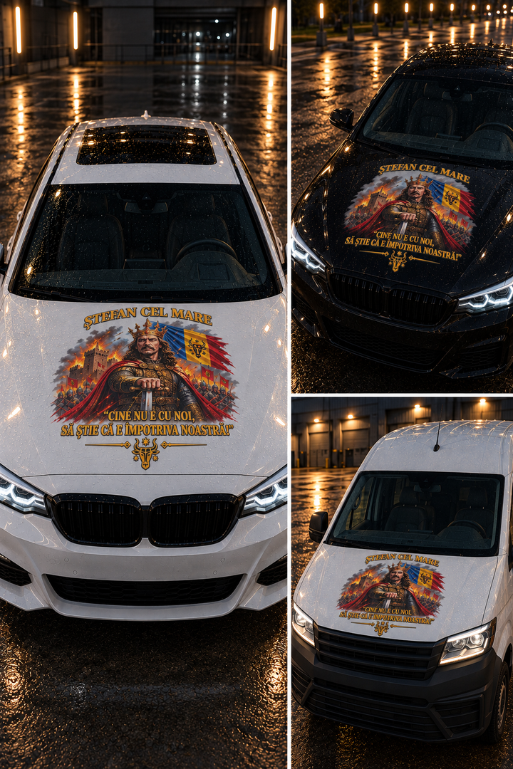 Sticker Auto Ștefan cel Mare | Folie Standard, Perforata sau Cast